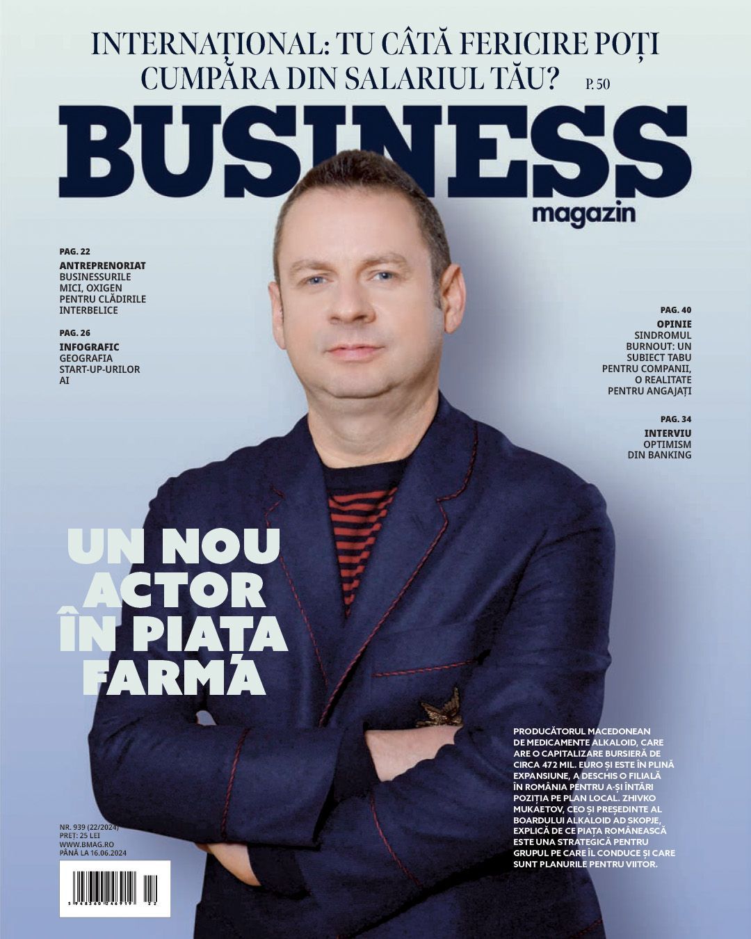 Interview of the CEO/MB President of Alkaloid AD Skopje, Zhivko Mukaetov, for the Romanian Business Magazine (1)