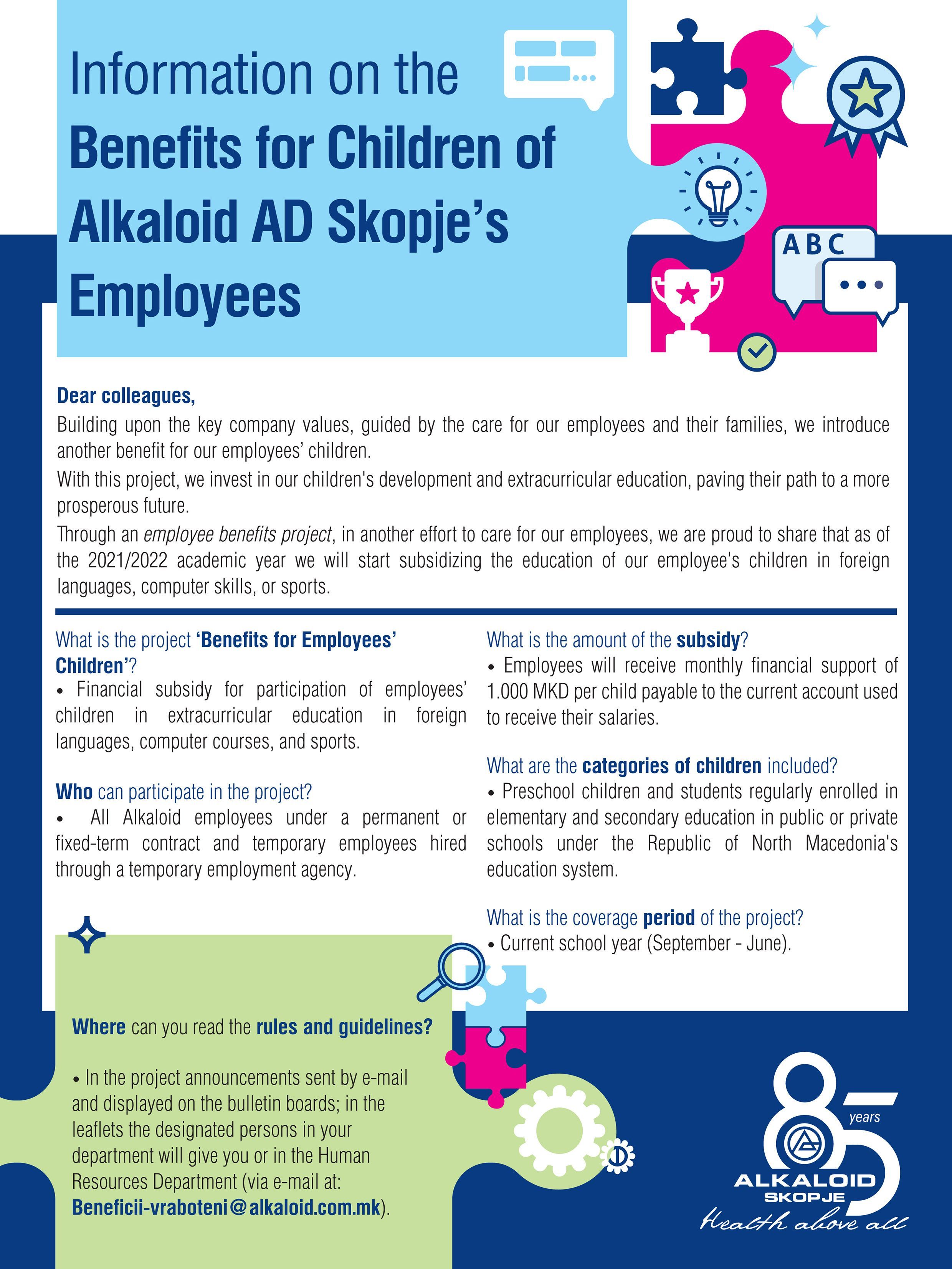 Promotion of the project “BENEFITS FOR THE CHILDREN OF EMPLOYEES” in Alkaloid AD Skopje (1)