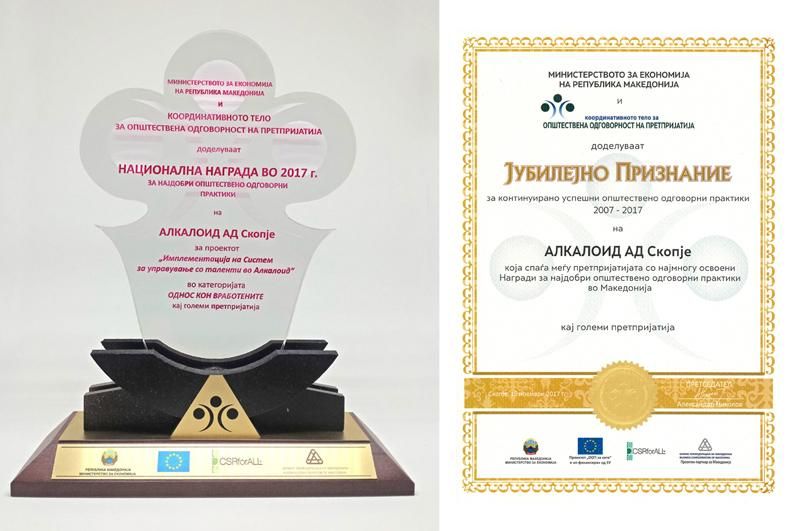 “Alkaloid” – winner of the jubilee award for social responsibility and the “relations with employees” national award (1)